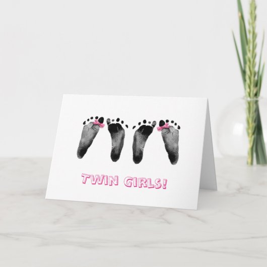 Carte Twins Girls Baby Footprints  (Devant)