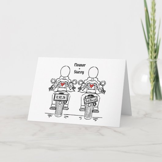 Carte Two Brides Biker Motorcycle Wedding (Devant)
