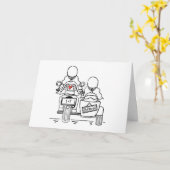 Carte Two Brides Motorbike and Sidecar Wedding (Fleur jaune)