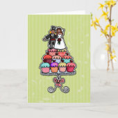 Carte Two Brides on Cupcake Stack (Fleur jaune)