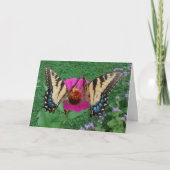 Carte Two Butterflies Sharing a Pink Zinnia, Blank (Devant)