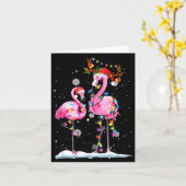 Carte Two Flamingo With Santa Hat And Lights Merry Chris (Fleur jaune)