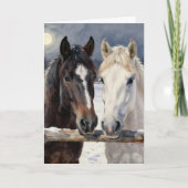 Carte Two Horses on a Snowy Farm | Thinking About You (Devant)