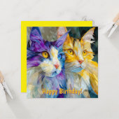 Carte Two Purple and Yellow Cats (Devant/Arrière en situation)