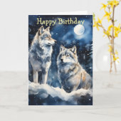 Carte Two Wolves in Winter (Fleur jaune)