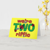 Carte TWOriffic Ladybug Twins 2e anniversaire (Fleur jaune)
