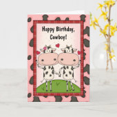 Carte Types d'anniversaire d'amour de vaches (Fleur jaune)