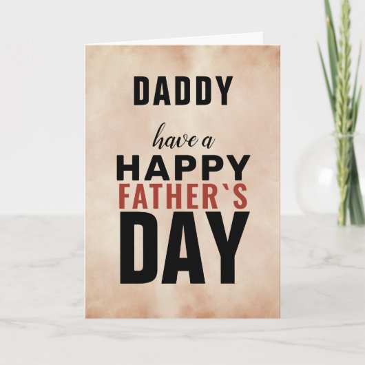 Carte Typographie aquarelle Daddy Happy Père`s Day (Devant)