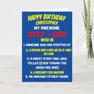 Carte Typographie Bleue Mon Stepdad est citations Annive