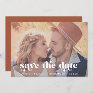 Carte Typographie Boho tendance Photo Enregistrer la dat
