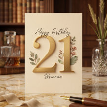 Typographie botanique élégante en or pour 21e anni