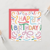 Carte Typographie branchée Arc-en-ciel moderne Joyeux an (Devant/Arrière en situation)