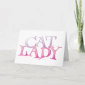 Carte Typographie de Dame aux Chats Rose Violet (Devant)