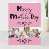 Carte Typographie de Doodle mignon rose 3 Photo Fête des (Devant)