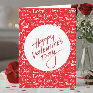 Carte Typographie de l'amour rouge et blanc Joyeuse Sain