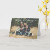 Carte Typographie de Noël Élégante Ajouter votre photo T (Fleur jaune)