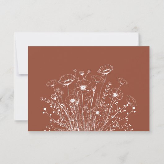 Carte Typographie de script en terre cuite Mariage flora (Dos)