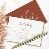 Carte Typographie de script en terre cuite Mariage flora