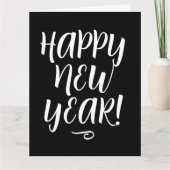 Carte Typographie de script noir et blanc Bonne Année (Devant)