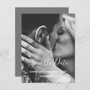 Carte Typographie de script photo noir blanc Enregistrer