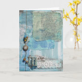 Carte Typographie de souvenirs en techniques mixtes (Fleur jaune)