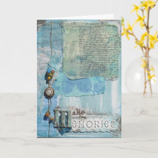 Carte Typographie de souvenirs en techniques mixtes  (Fleur jaune)