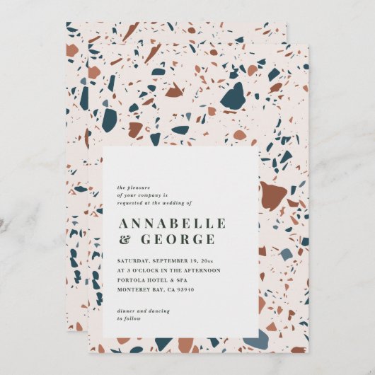 Carte Typographie de terrazzo rustique teracotta moderne (Devant / Derrière)