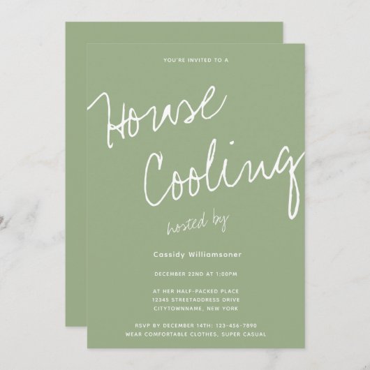 Carte Typographie décontractée Maison Cooling Party Invi (Devant / Derrière)