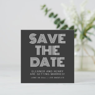 Carte Typographie Disco Vintage 70 Save the Date Noir