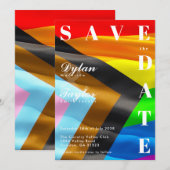 Carte Typographie drapeau de fierté gras Save the Date L (Devant / Derrière)
