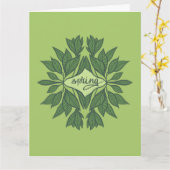 Carte Typographie esthétique Feuille du printemps vert (Fleur jaune)
