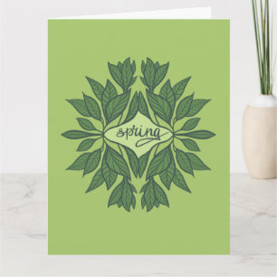 Carte Typographie esthétique Feuille du printemps vert
