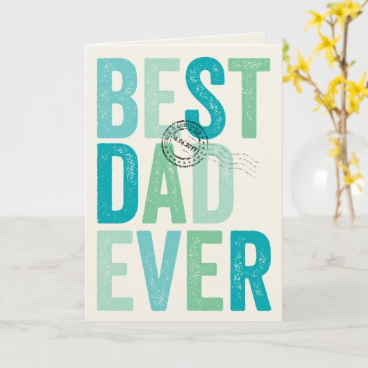 Carte Typographie Fête des pères Certifiée Meilleur Papa (Fleur jaune)