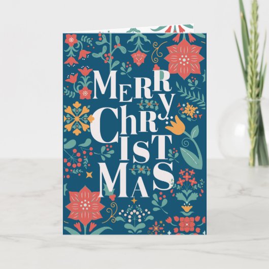 CARTE TYPOGRAPHIE FLORALE DE NOËL (Devant)