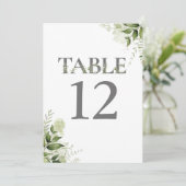 Carte Typographie florale de verdure Numéro de tableau (Debout devant)