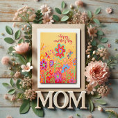 Carte Typographie florale simple Bonne fête des mères