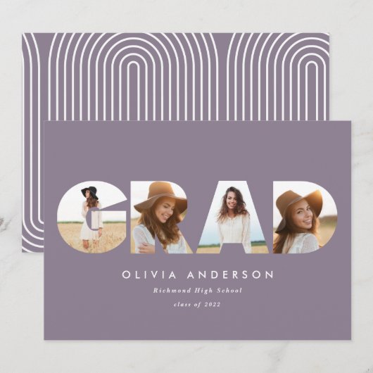 Carte Typographie géométrique moderne multi photo remise (Devant / Derrière)