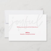 Carte Typographie Joyeuse Rouge Photo de Noël moderne (Dos)