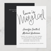 Carte Typographie L'amour est magique Mariage manuscrit (Devant / Derrière)