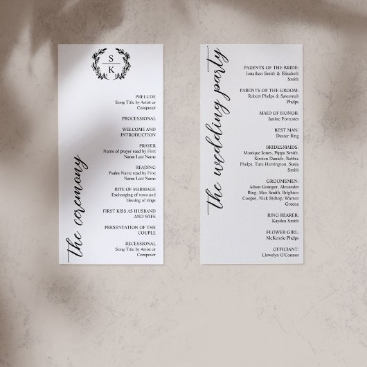 Carte Typographie Laurel Wreath Monogramme Mariage