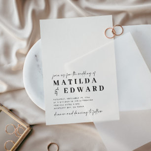 Carte Typographie minimale moderne mariage de script gra