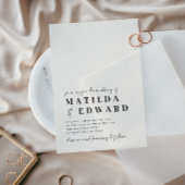 Carte Typographie minimale moderne mariage de script gra