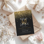 Carte Typographie moderne 40e anniversaire parties scint<br><div class="desc">Typographie moderne 40e anniversaire effet noir et or parties scintillant d'anniversaire invitation. Texte de script moderne design monochrome. Partie d'une collection.</div>