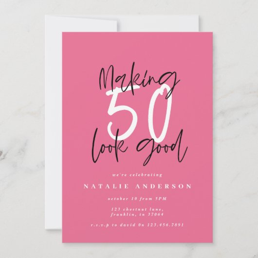 Carte Typographie moderne audacieuse fête du 50e anniver (Devant)