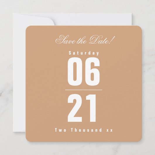 Carte Typographie moderne bronze Enregistrer la date (Devant)