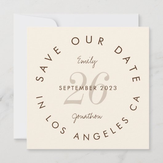 Carte Typographie Moderne Crème Brown Enregistrer La Dat (Devant)