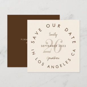Carte Typographie Moderne Crème Brown Enregistrer La Dat