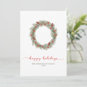 Carte Typographie moderne élégante Happy Holidays Wreath (Debout devant)