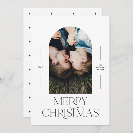 Carte Typographie moderne et élégante noir + blanc noël (Devant / Derrière)