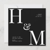 Carte Typographie moderne initiales mariage enregistrer  (Devant)